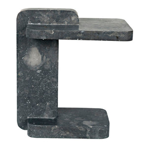 Noir North Side Table - Artisan-Crafted Black Marble Accent Table with Unique Veining for Modern Homes AM-293BM