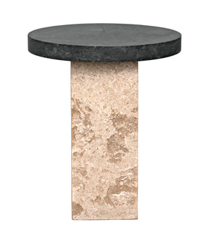 Noir Barnes Side Table - Sculptural Postmodern Marble Accent Table with Unique Veining & Design AM-313