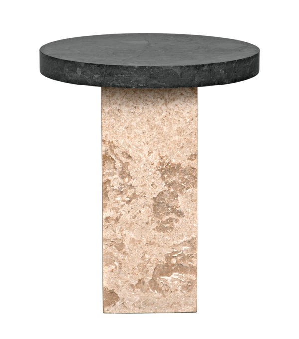 Noir Barnes Side Table - Sculptural Postmodern Marble Accent Table with Unique Veining & Design AM-313