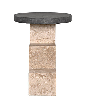 Noir Barnes Side Table - Sculptural Postmodern Marble Accent Table with Unique Veining & Design AM-313