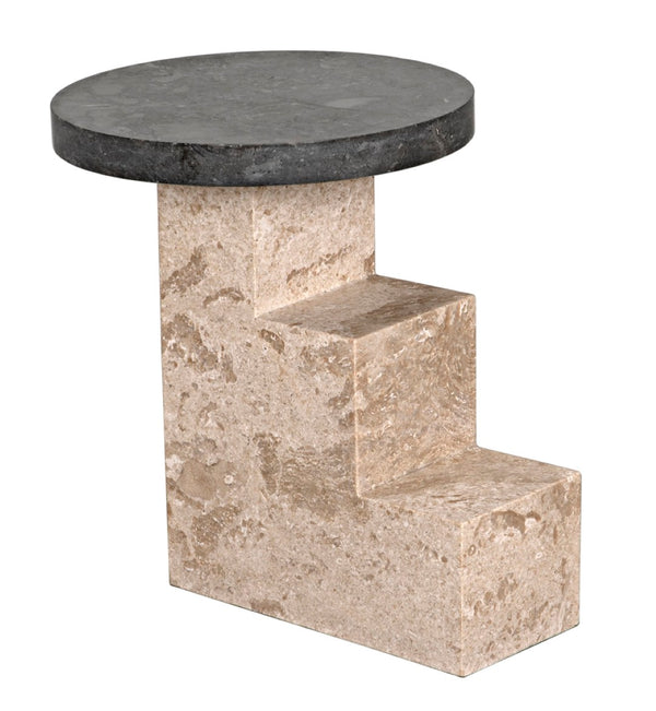 Noir Barnes Side Table - Sculptural Postmodern Marble Accent Table with Unique Veining & Design AM-313