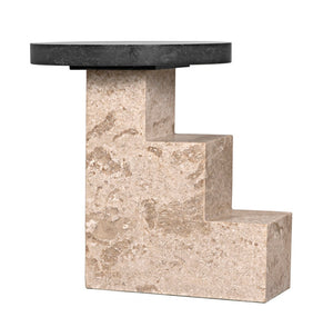 Noir Barnes Side Table - Sculptural Postmodern Marble Accent Table with Unique Veining & Design AM-313