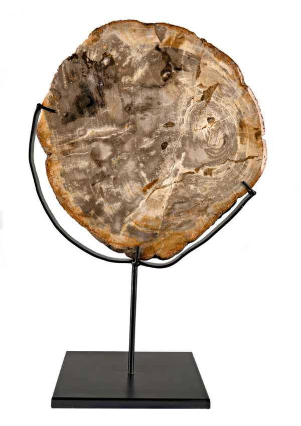 Noir Wood Fossil with Stand – Unique Petrified Wood Sculpture, Handcrafted Accent for Home Décor Display AM-39A
