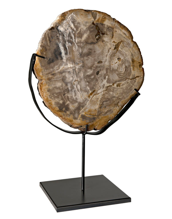 Noir Wood Fossil with Stand – Unique Petrified Wood Sculpture, Handcrafted Accent for Home Décor Display AM-39A