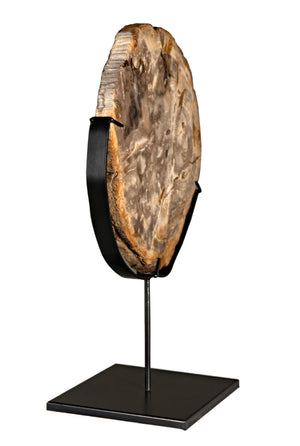 Noir Wood Fossil with Stand – Unique Petrified Wood Sculpture, Handcrafted Accent for Home Décor Display AM-39A