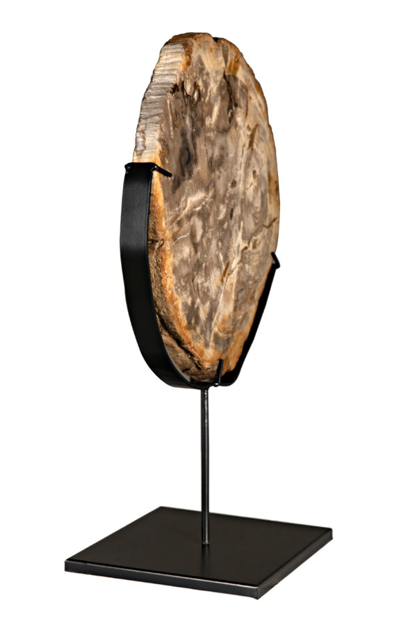 Noir Wood Fossil with Stand – Unique Petrified Wood Sculpture, Handcrafted Accent for Home Décor Display AM-39A