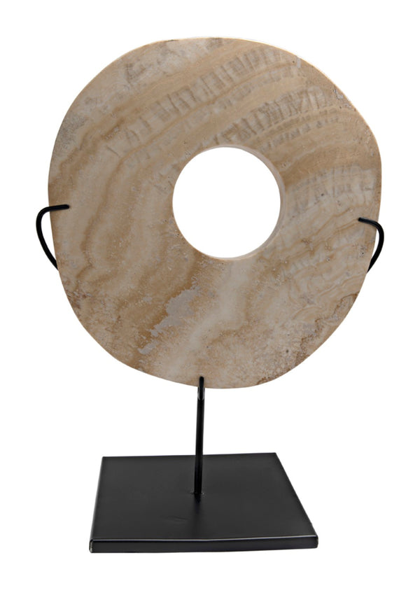 Noir Onyx Ring Display on Black Metal Stand – Unique Natural Stone Art Piece for Elegant Decor Vignettes AM-40A