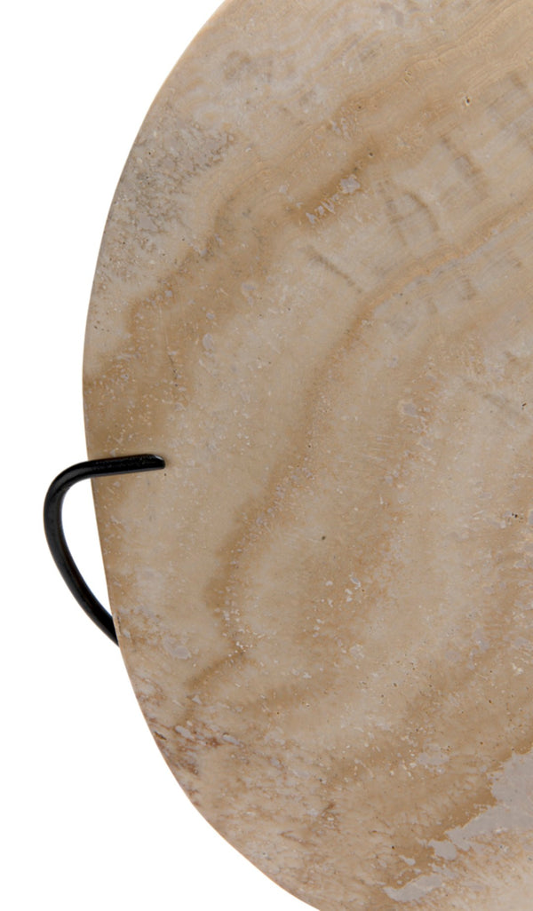 Noir Onyx Ring Display on Black Metal Stand – Unique Natural Stone Art Piece for Elegant Decor Vignettes AM-40A