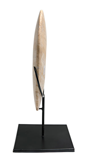 Noir Onyx Ring Display on Black Metal Stand – Unique Natural Stone Art Piece for Elegant Decor Vignettes AM-40A