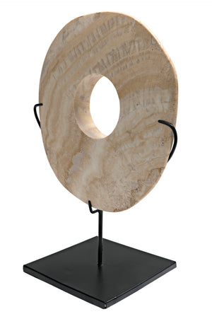 Noir Onyx Ring Display on Black Metal Stand – Unique Natural Stone Art Piece for Elegant Decor Vignettes AM-40A