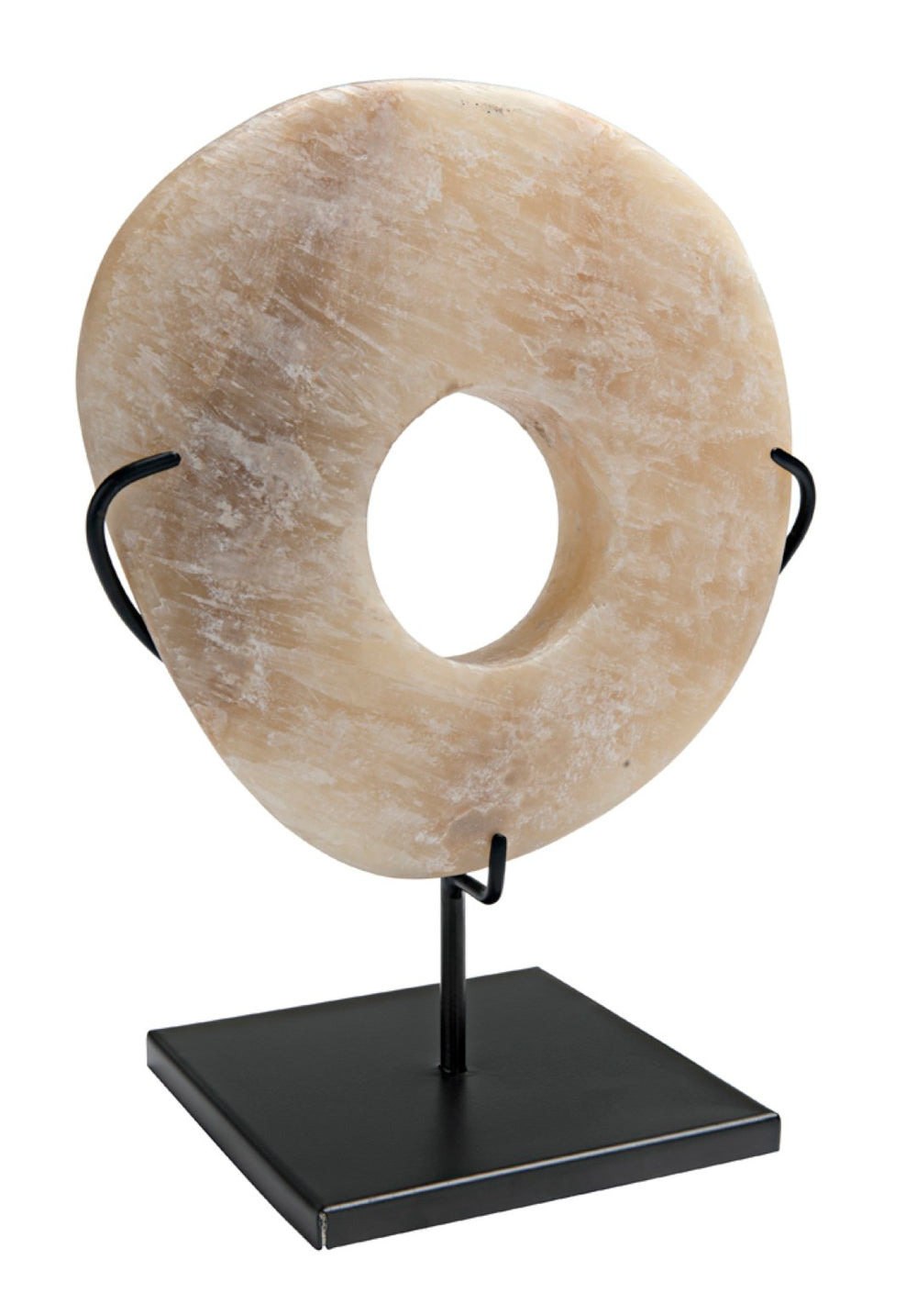 Noir Onyx Decorative Accent on Minimalist Black Stand – Unique Natural Stone Display for Modern Decor AM-40B