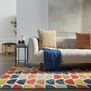 Jaipur Living Amado Carson Ama03 Tufted Handmade 100% Wool Contemporary/Modern Geometric Indoor Rug Red, Blue 100% Wool, 100% Cotton Rug147457