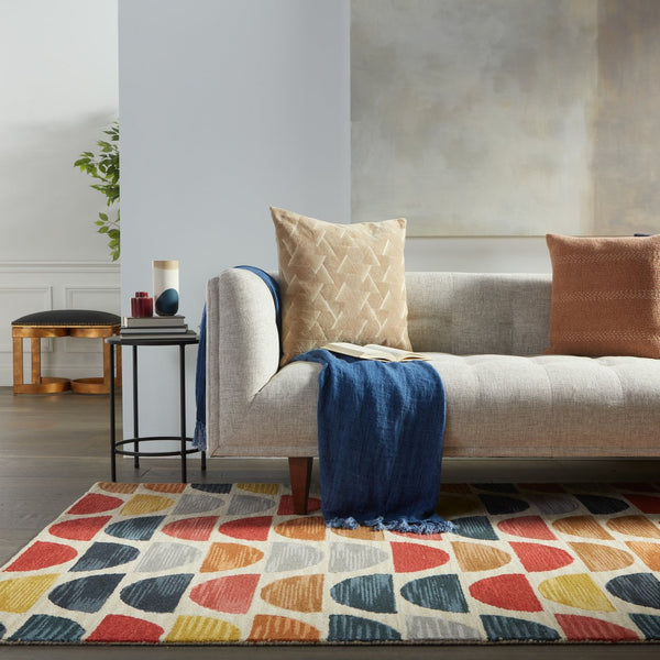 Jaipur Living Amado Carson Ama03 Tufted Handmade 100% Wool Contemporary/Modern Geometric Indoor Rug Red, Blue 100% Wool, 100% Cotton Rug147457