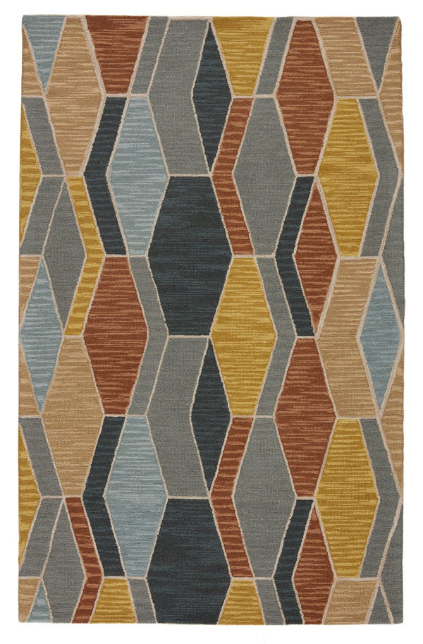 Jaipur Living Amado Sade Ama04 Tufted Handmade 100% Wool Contemporary/Modern Geometric Indoor Rug Blue, Gold 100% Wool, 100% Cotton Rug147458