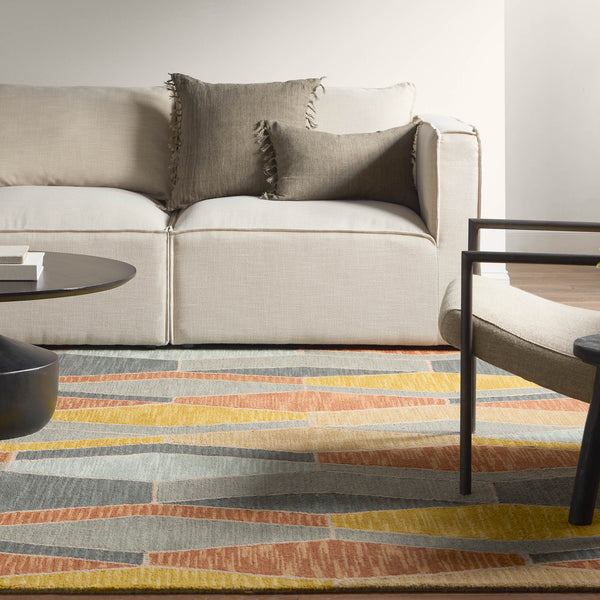 Jaipur Living Amado Sade Ama04 Tufted Handmade 100% Wool Contemporary/Modern Geometric Indoor Rug Blue, Gold 100% Wool, 100% Cotton Rug147458