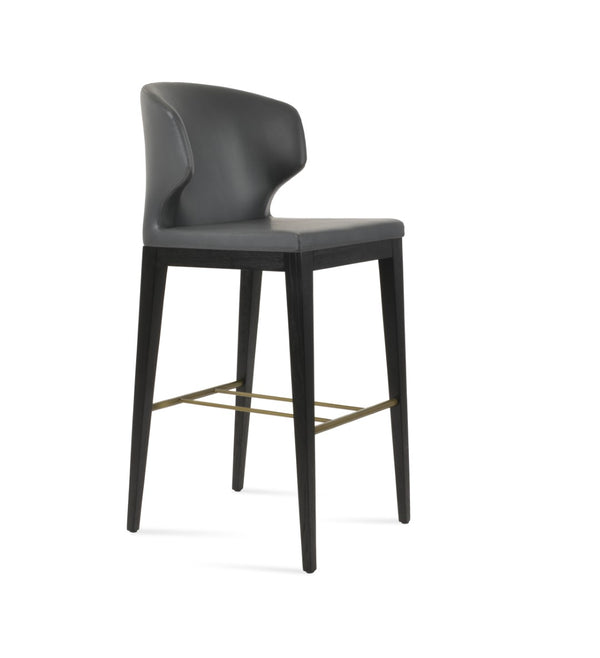 Soho Concept Amed Barstools & Counterstools - Durable Leatherette, Solid Wood, Brass Footrests, 2-year Guarantee Ash,Black,Brass,Grey  Soho-concept-dining-chair-07395