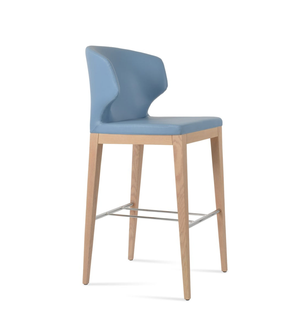 Soho Concept Amed Barstools & Counterstools - Durable Leatherette, Solid Wood, Brass Footrests, 2-year Guarantee Ash,Natural,Chrome,Blue  Soho-concept-dining-chair-10213