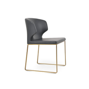 Soho Concept Amed Sled Dining Chair - Elegant Leatherette Upholstery, Stylish Metal Base, 2-year Guarantee, Grey Brass,Grey  Soho-concept-dining-chair-00127