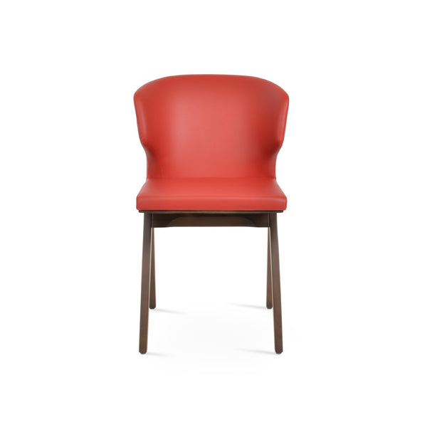 Soho Concept Amed Fino Wood Dining Chair - Durable Beech Base, Leatherette Seat, 2-year Guarantee, Stylish Design Walnut,Red  Soho-concept-dining-chair-00136