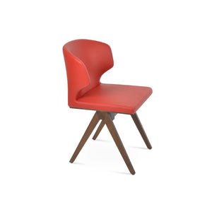 Soho Concept Amed Fino Wood Dining Chair - Durable Beech Base, Leatherette Seat, 2-year Guarantee, Stylish Design Walnut,Red  Soho-concept-dining-chair-00136