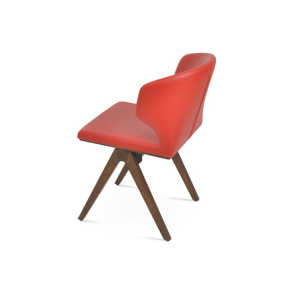 Soho Concept Amed Fino Wood Dining Chair - Durable Beech Base, Leatherette Seat, 2-year Guarantee, Stylish Design Walnut,Red  Soho-concept-dining-chair-00136