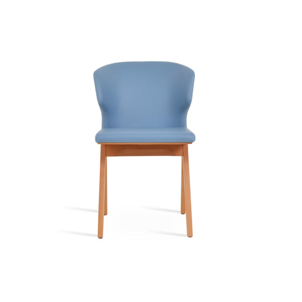 Soho Concept Product: Amed Fino Dining Chair - Stylish Leatherette Upholstery & Solid Wood Base For Durability Natural,Blue  Soho-concept-dining-chair-00133