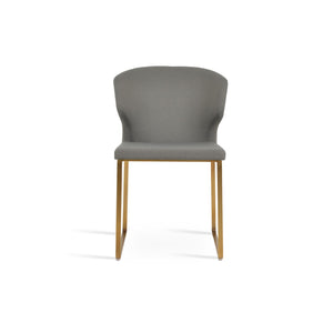 Soho Concept Amed Sled Dining Chair - Luxurious Upholstery Options, 10-year Guarantee, Stylish Metal Frame Brass,Grey  Soho-concept-dining-chair-00181