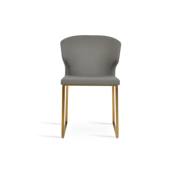 Soho Concept Amed Sled Dining Chair - Luxurious Upholstery Options, 10-year Guarantee, Stylish Metal Frame Brass,Grey  Soho-concept-dining-chair-00181