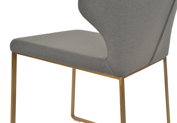 Soho Concept Amed Sled Dining Chair - Luxurious Upholstery Options, 10-year Guarantee, Stylish Metal Frame Brass,Grey  Soho-concept-dining-chair-00181
