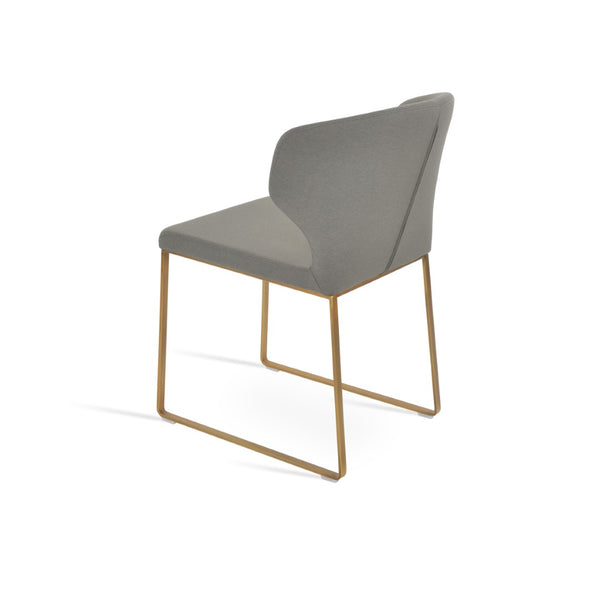 Soho Concept Amed Sled Dining Chair - Luxurious Upholstery Options, 10-year Guarantee, Stylish Metal Frame Brass,Grey  Soho-concept-dining-chair-00181