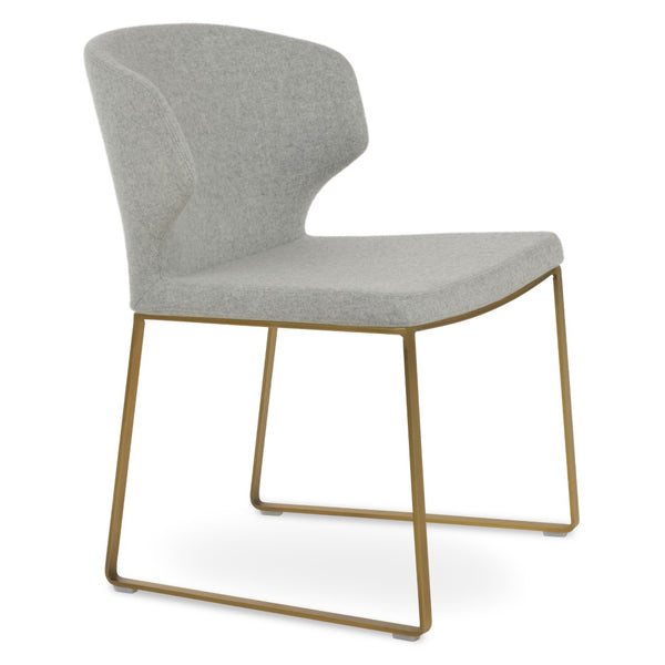 Soho Concept Amed Sled Dining Chair - Stylish Camira Blazer Wool, 10-year Guarantee, Premium Metal Base Design Brass,Silver  Soho-concept-dining-chair-00191