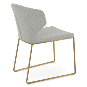 Soho Concept Amed Sled Dining Chair - Stylish Camira Blazer Wool, 10-year Guarantee, Premium Metal Base Design Brass,Silver  Soho-concept-dining-chair-00191