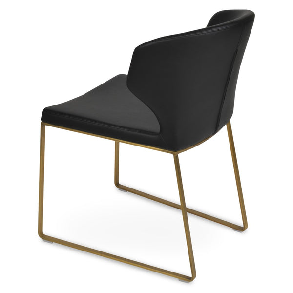 Soho Concept Amed Sled Dining Chair - Elegant Leatherette Upholstery, Stylish Metal Base, 2-year Guarantee, Grey Brass,Black  Soho-concept-dining-chair-00189
