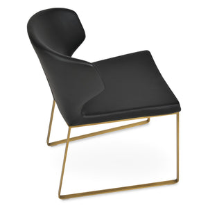 Soho Concept Amed Sled Dining Chair - Elegant Leatherette Upholstery, Stylish Metal Base, 2-year Guarantee, Grey Brass,Black  Soho-concept-dining-chair-00189