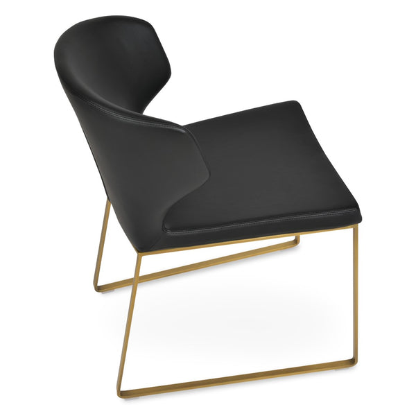Soho Concept Amed Sled Dining Chair - Elegant Leatherette Upholstery, Stylish Metal Base, 2-year Guarantee, Grey Brass,Black  Soho-concept-dining-chair-00189