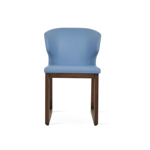 Soho Concept Amed Sled Wood Dining Chair - Elegant Beech Design, Soft Leatherette, 2-year Guarantee, 350 Lbs Capacity Walnut,Blue  Soho-concept-dining-chair-00193