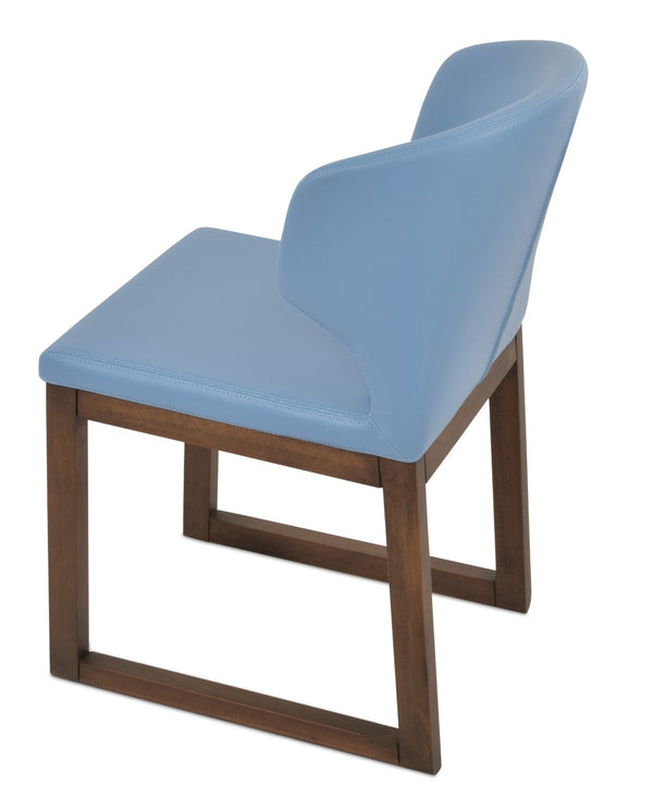 Soho Concept Amed Sled Wood Dining Chair - Elegant Beech Design, Soft Leatherette, 2-year Guarantee, 350 Lbs Capacity Walnut,Blue  Soho-concept-dining-chair-00193