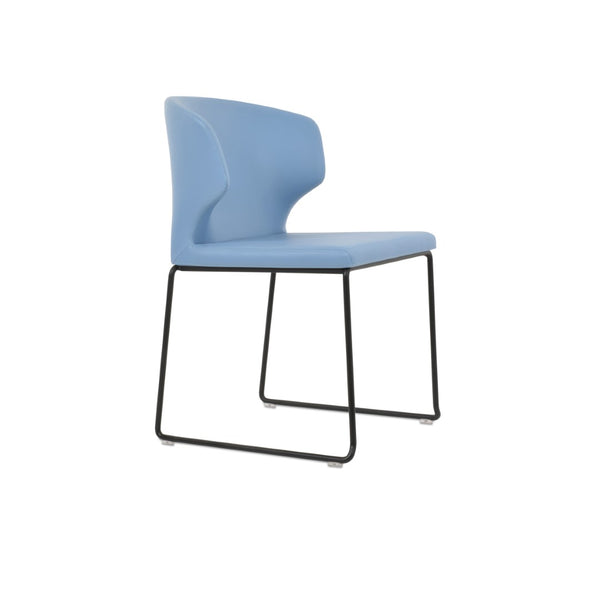 Soho Concept Amed Wire Stackable Dining Chair - Soft Leatherette, 2-year Guarantee, Space-saving Design, 300 Lbs Capacity Blue,Black  Soho-concept-dining-chair-00224