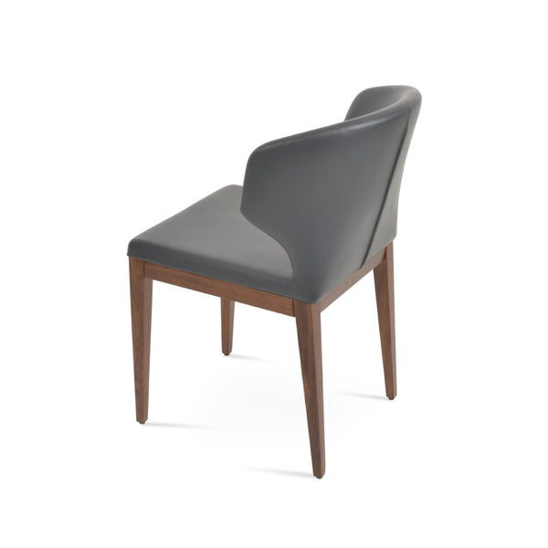 Soho Concept Amed Wood Dining Chair - Premium Leatherette, Solid Beech Base, 2-year Guarantee, Modern Versatility Walnut,Grey  Soho-concept-dining-chair-00239