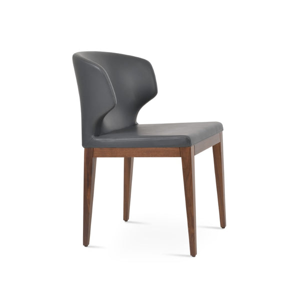 Soho Concept Amed Wood Dining Chair - Premium Leatherette, Solid Beech Base, 2-year Guarantee, Modern Versatility Walnut,Grey  Soho-concept-dining-chair-00239