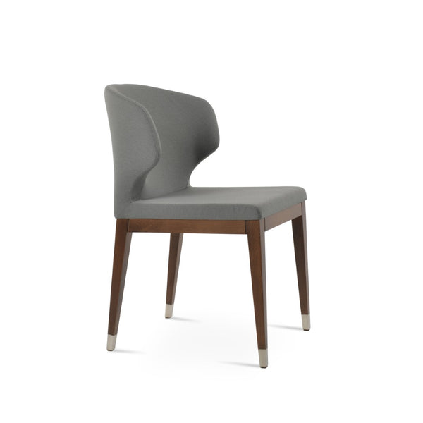 Soho Concept Amed Wood Dining Chair - Luxurious Boucle, Velvet & Nubuck Fabrics - 10-year Guarantee, Walnut & Ash Walnut,Chrome,Grey  Soho-concept-dining-chair-00243