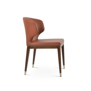 Soho Concept Amed Wood Dining Chair - Premium Leatherette, Solid Beech Base, 2-year Guarantee, Modern Versatility Walnut,Chrome  Soho-concept-dining-chair-00244
