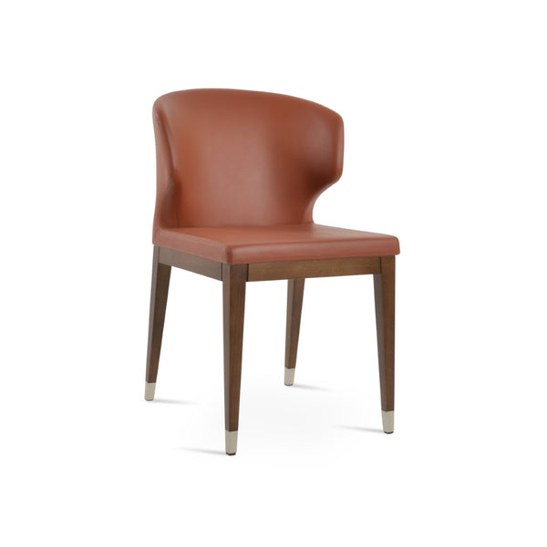 Soho Concept Amed Wood Dining Chair - Premium Leatherette, Solid Beech Base, 2-year Guarantee, Modern Versatility Walnut,Chrome  Soho-concept-dining-chair-00244