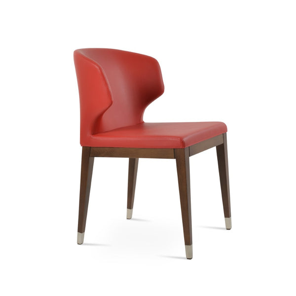 Soho Concept Amed Wood Dining Chair - Premium Leatherette, Solid Beech Base, 2-year Guarantee, Modern Versatility Walnut,Chrome,Red  Soho-concept-dining-chair-00246