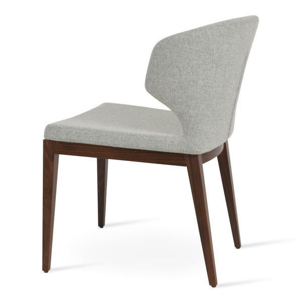 Soho Concept Amed Wood Dining Chair - Premium Camira Blazer Fabric, 10-year Guarantee, Solid Beech Base, Walnut Finish Walnut,Silver  Soho-concept-dining-chair-00248