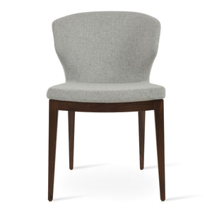 Soho Concept Amed Wood Dining Chair - Premium Camira Blazer Fabric, 10-year Guarantee, Solid Beech Base, Walnut Finish Walnut,Silver  Soho-concept-dining-chair-00248