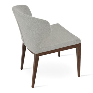 Soho Concept Amed Wood Dining Chair - Premium Camira Blazer Fabric, 10-year Guarantee, Solid Beech Base, Walnut Finish Walnut,Silver  Soho-concept-dining-chair-00248