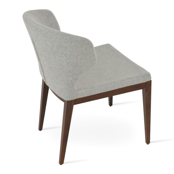 Soho Concept Amed Wood Dining Chair - Premium Camira Blazer Fabric, 10-year Guarantee, Solid Beech Base, Walnut Finish Walnut,Silver  Soho-concept-dining-chair-00248