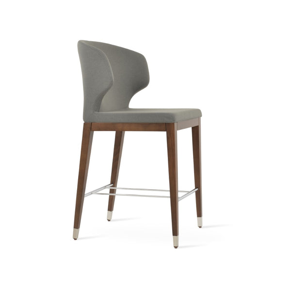 Soho Concept Amed Wood Stool Collection - Stylish Barstools & Counterstools In Premium Fabrics With 10-year Guarantee Walnut,Grey  Soho-concept-dining-chair-07366
