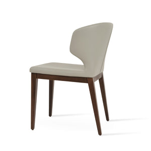 Soho Concept Amed Sled Wood Dining Chair - Elegant Beech Design, Soft Leatherette, 2-year Guarantee, 350 Lbs Capacity Walnut,Light Grey  Soho-concept-dining-chair-00098